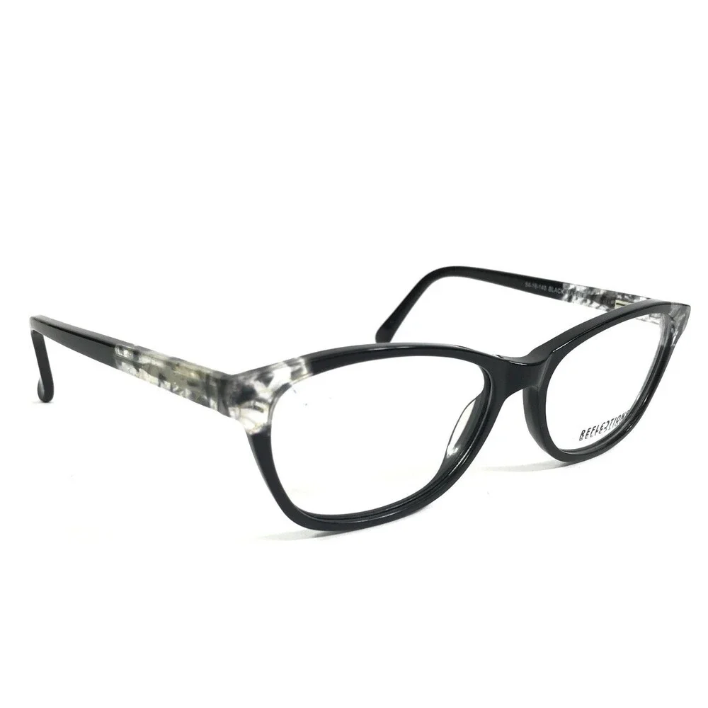 Reflections Eyeglasses Frames R777 Black Marble Cat Eye Full Rim 54-16-140